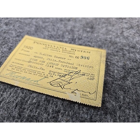 1920 Pennsylvania Railroad System Pass #CC906 Paper Signed - Picture 3 of 7